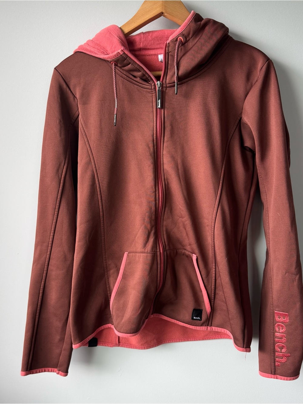 Bench Brown and Pink Zip-Up Bomber Hoodie